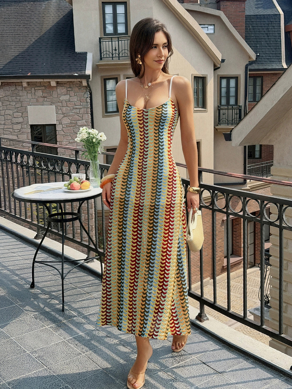 Zara Resort Retro Colorblock Maxi Dress Spring Summer